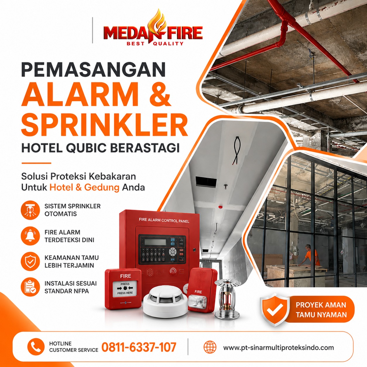Pemasangan Alarm & Sprinkler Hotel Qubic Berastagi